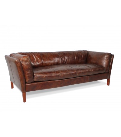 Sofa "Clive" Braun Leder 3 Plätze 