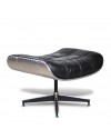 Fauteuil Aviateur "Lindbergh" et repose-pieds Cuir Noir Vintage