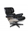 Fauteuil Aviateur "Lindbergh" et repose-pieds Cuir Noir Vintage