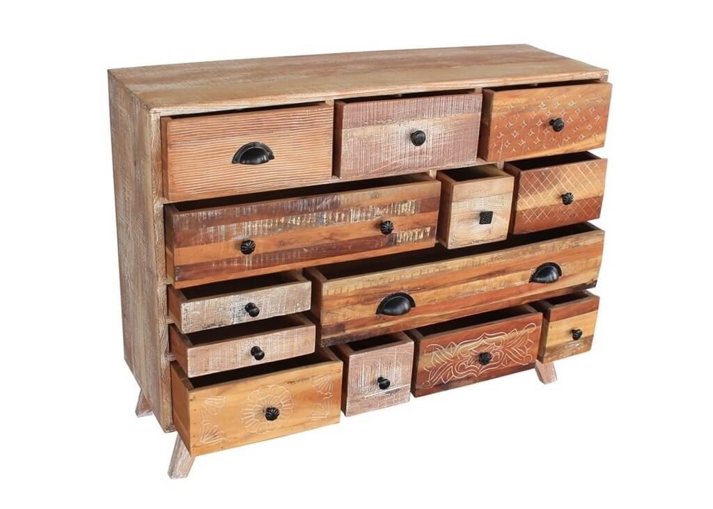 Commode en bois massif de manguier recyclé et patiné ...