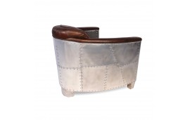 Canapé Chesterfield 3pl + 2 fauteuils aviateur cuir marron