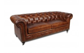 Chesterfield Ledersofa 3 sitze + 2 Aviator braun ledersessel Sessel                     