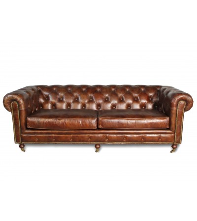 Canapé Chesterfield "The First" + 2 fauteuils  "Chuck" cuir marron