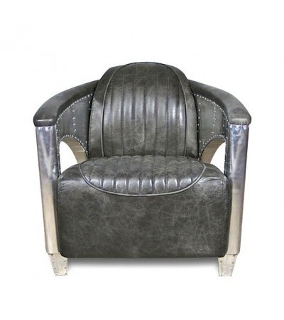 Sofa 2 Sitzer und 2 Aviator Sessel "Chuck" in Graue Vintage Leder