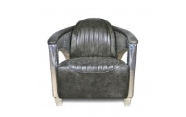 Canapé 2 places et ses 2 Fauteuils Aviateur "Chuck" Cuir gris vintage