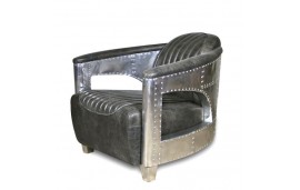 Canapé 2 places et ses 2 Fauteuils Aviateur "Chuck" Cuir gris vintage