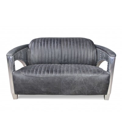Canapé 2 places et ses 2 Fauteuils Aviateur "Chuck" Cuir gris vintage