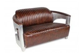 Sofa 2 Sitzer und 2 Aviator Sessel "Chuck" in Braun Vintage Leder