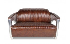 Sofa 2 Sitzer und 2 Aviator Sessel "Chuck" in Braun Vintage Leder