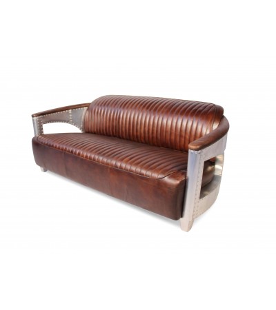 Sofa 2 Sitzer und 2 Aviator Sessel "Chuck" in Braun Vintage Leder