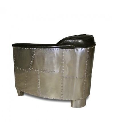 Sofa 2-Sitzer und 2 Aviator Sessel schwarze vintage Leder - Kollektion Mermoz