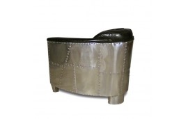 Sofa 2-Sitzer und 2 Aviator Sessel schwarze vintage Leder - Kollektion Mermoz