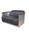 Sofa 2 Sitzer und 2 Aviator Sessel "Mermoz" in Graue Vintage Leder