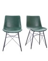 2 "Buckingham" Stühle aus grünem Leder und schwarzem Metall