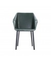2 Chaises "Oxford" en cuir vert foncé et métal noir