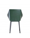 2 Chaises "Oxford" en cuir vert foncé et métal noir
