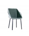 2 Chaises "Oxford" en cuir vert foncé et métal noir