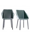 2 Chaises "Oxford" en cuir vert foncé et métal noir