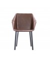 2 Chaises "Oxford" en cuir brun et métal noir