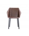 2 "Oxford" Stühle aus braunem Leder und schwarzem Metall