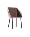 2 "Oxford" Stühle aus braunem Leder und schwarzem Metall