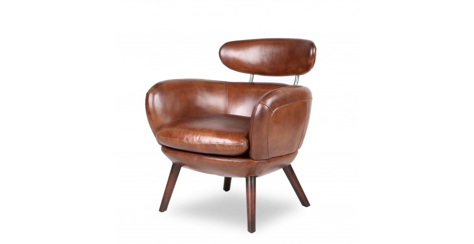 Braun Vintage Ledersessel - Modell Sixtees