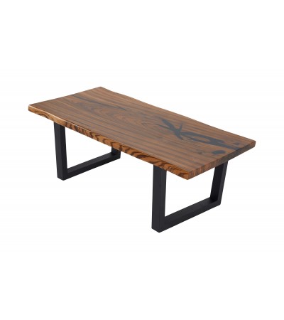 Table basse en bois Zebrano et époxy noir, 120 cm "Penang"