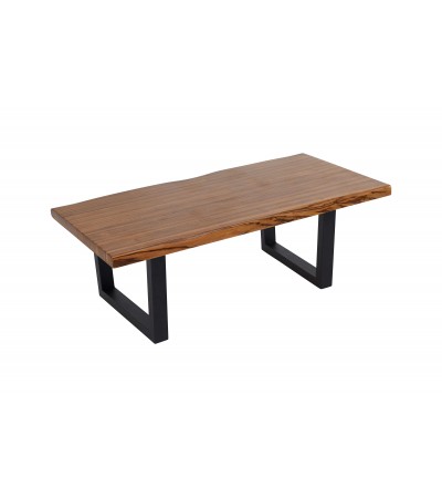 Table basse en bois Zebrano et resine epoxy noir "Kuraman", 120 cm