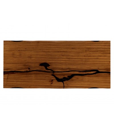 „Santiago“ Esstisch im Zebra Holz und schwarzem Harz, 207 cm