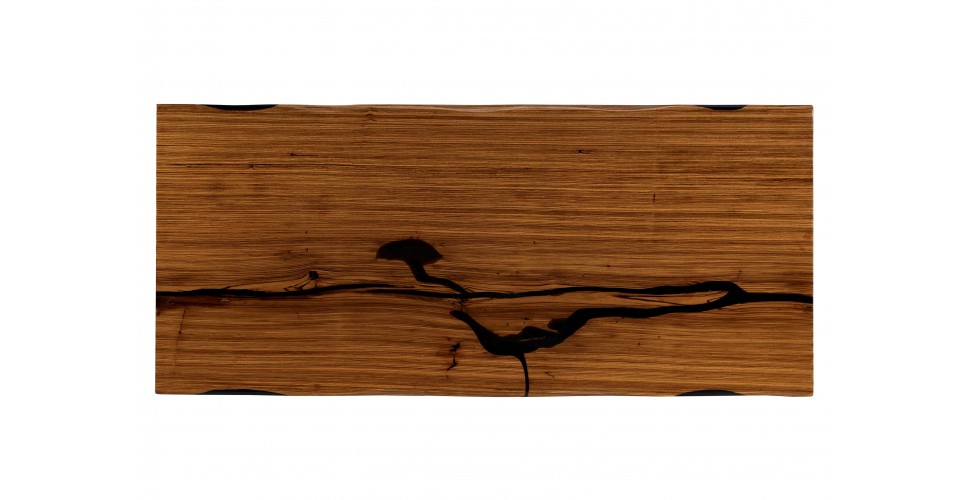 Table à diner "Santiago" en bois Zebra et résine noire, 207 cm