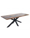 Table "Indigo" en bois et résine époxy bleue 200 cm