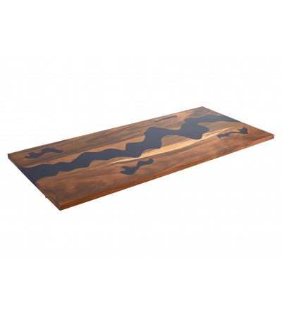 "Indigo" Tisch aus Holz und blauem Epoxidharz, 200 cm