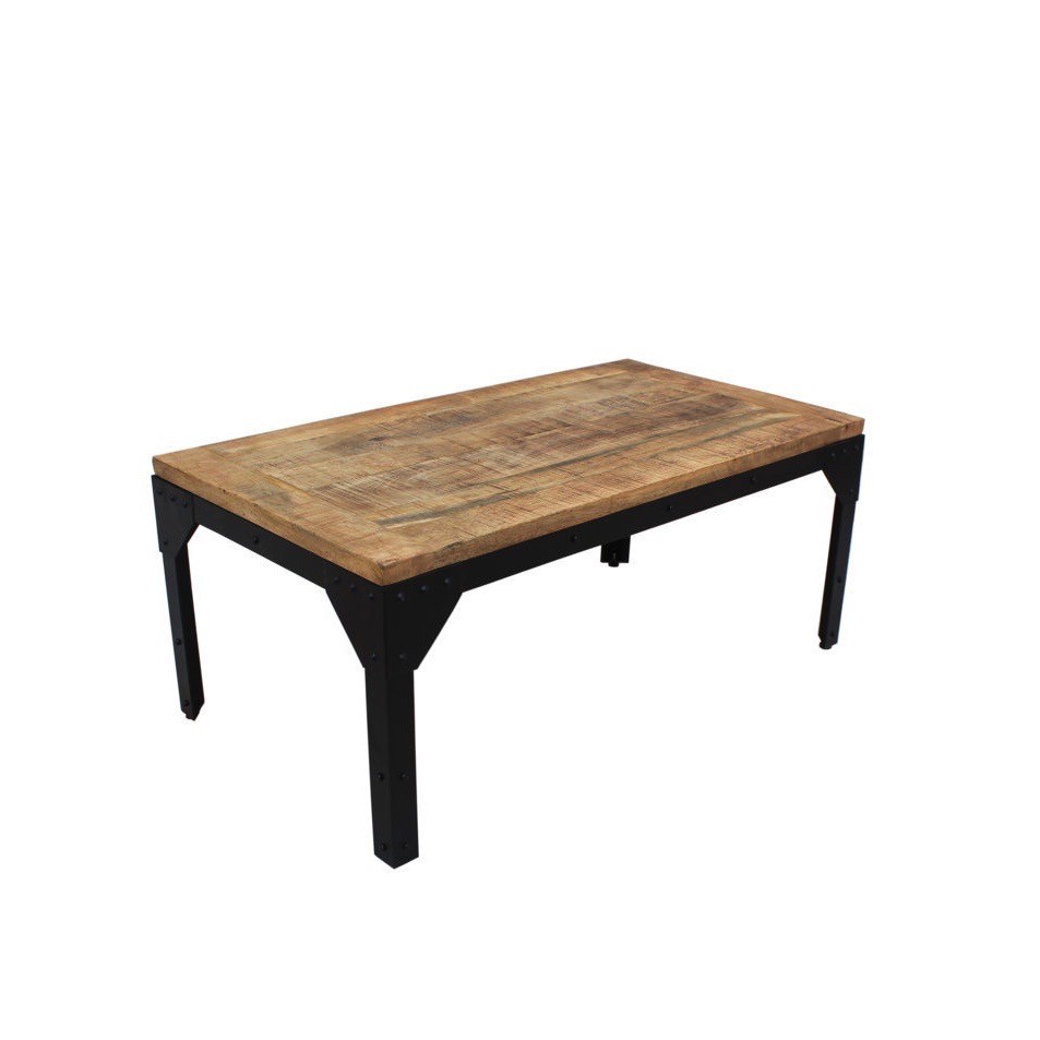 Couchtisch in Patiniert Holz und Alte genietet Metall ...