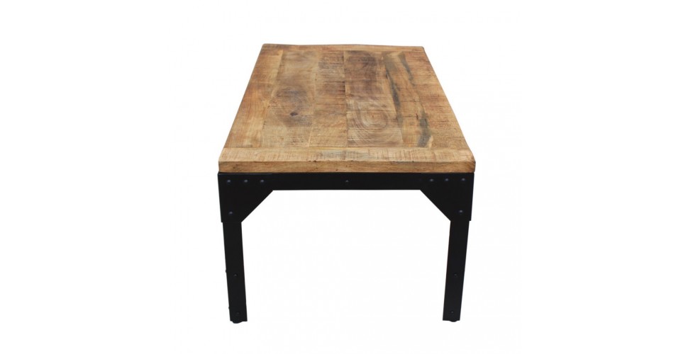 Couchtisch in Patiniert Holz und Alte genietet Metall Industrie Stil