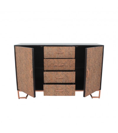 Kommode in Kupfer Metall und Holz Industriedesign "Darjeeling"