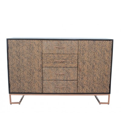 Kommode in Kupfer Metall und Holz Industriedesign "Darjeeling"