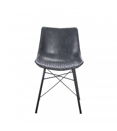 1 Stühle aus grauem Leder 