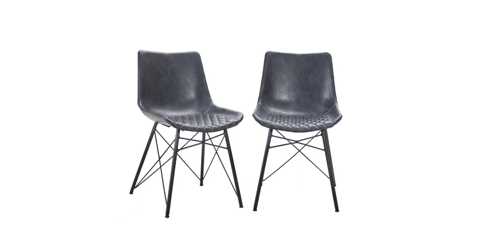 2 Stühle aus grauem Leder "Buckingham"