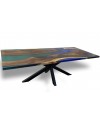 Table en résine verte et bleue, bois massif 230 cm "Topaze vert"