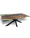 Table en bois et résine époxy vert et bleu, 200 cm "Absinthe"