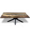 Suar Holz und Epoxidharz Esstisch 200 cm "Carbone"