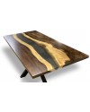 Suar Holz und Epoxidharz Esstisch 200 cm "Carbone"