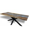 Table en bois massif et résine époxy bleu 200 cm "Bleu de minuit"