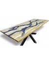 Table en bois de Suar et résine grise, 230 cm "Noir de fumée"