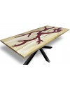 Table à manger bois de Suar et résine rouge 200 cm "Sanguine"