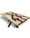 Kleiner Tisch aus dickem Holz und rotem Epoxidharz 180 cm "Etna"