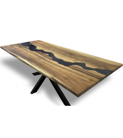 Tisch aus Holz und schwarzem Epoxidharz 213,5 cm "Graphite"