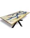 Petite table bois épais et époxy gris 180 cm "Réglisse"