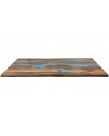 Table en bois de Suar et résine époxy bleu, 180 cm "Bitume"