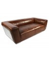 Canapé d'aviation design cuir vieilli marron "Isahia"